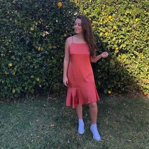 Asymmetrical silky Tangerine Dress